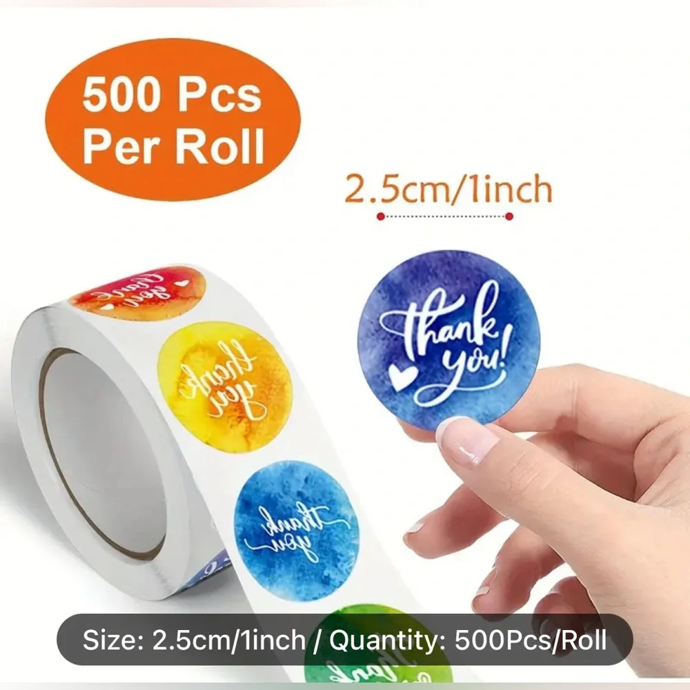 Colorful Rainbow Thank You Sticker 500pcs/Roll